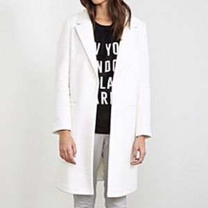 NWOT Forever 21 Boucle Wool Cream Long Line Coat L